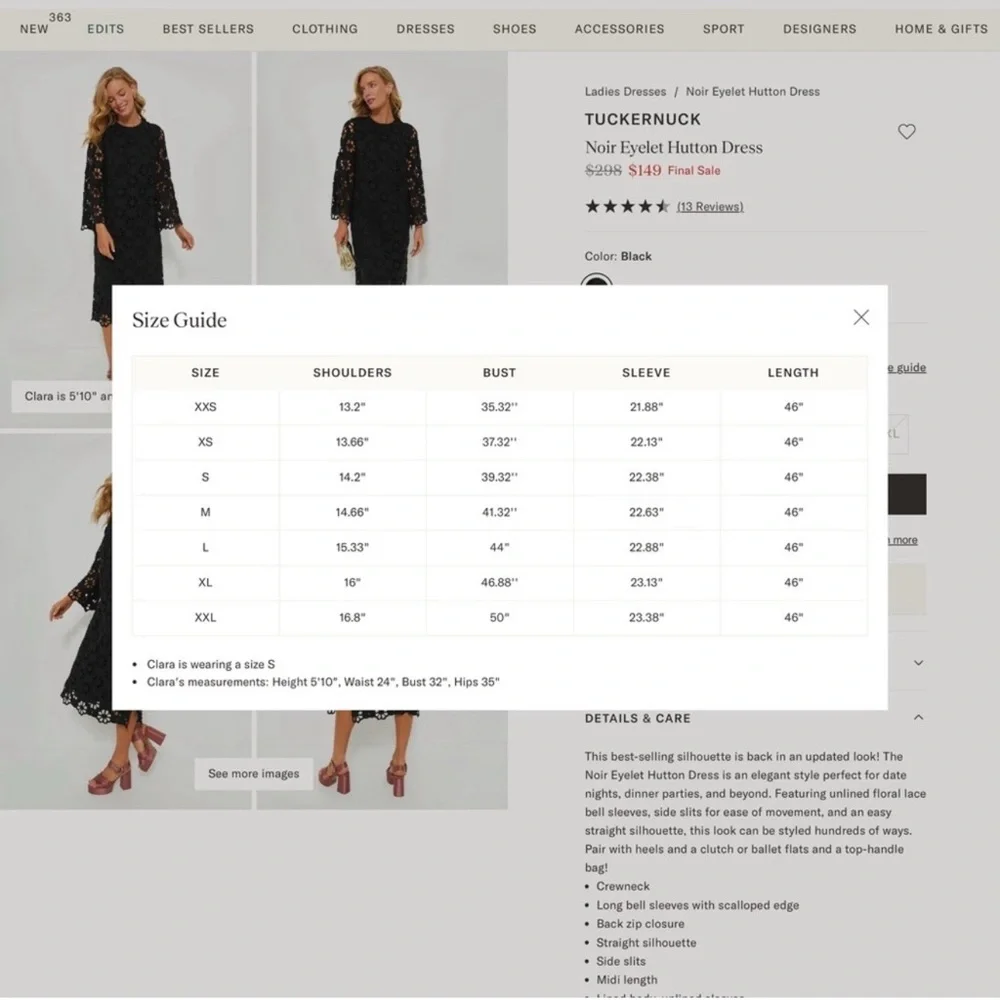 Tuckernuck Black Floral Lace Long Sleeve Dress - Picture 3 of 4